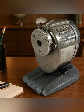 Vintage Boston Champion Desk Mount Pencil Sharpener Metal Crank USA